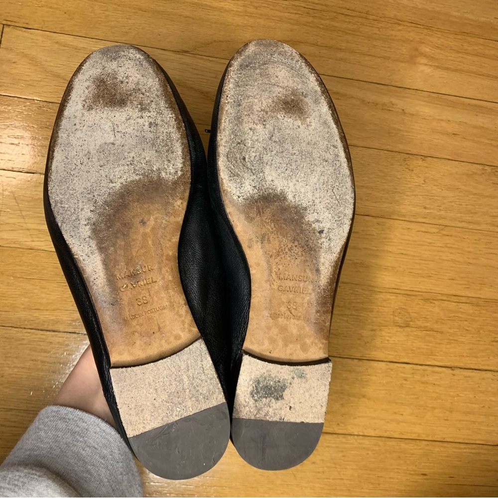 Mansur Gavriel Black Leather Flats - Picture 6 of 11